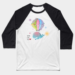 Whale Flying Baloon Baseball T-Shirt